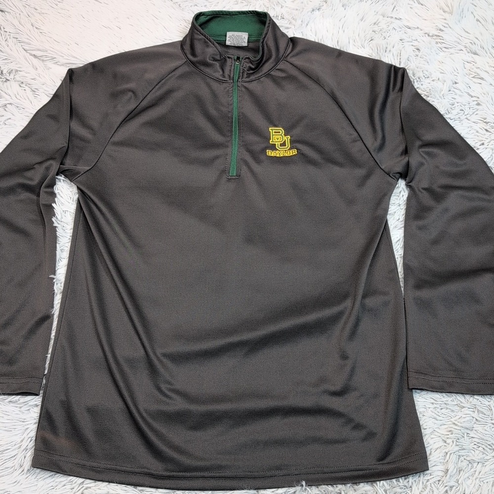 Baylor University Shirt Womens L‎ Gray Athletic Stretch College Half Zip